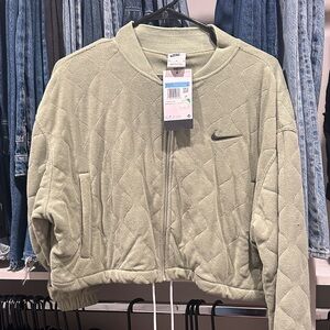 Nike Women's Quilted Bomber Jacket - Light Green